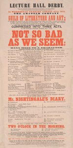 Dickens affiche: Not So Bad As We Seem in Lecture Hall, Derby, programma voor 25 augustus 1852