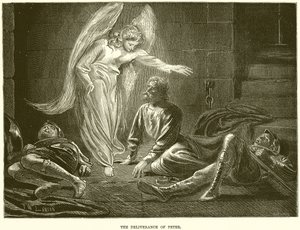 De bevrijding van de apostel Petrus door een engel van de Heer, uit de gevangenis van koning Herodes door English School