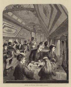 Eetwagen op de Union Pacific Railway (gravure) door English School