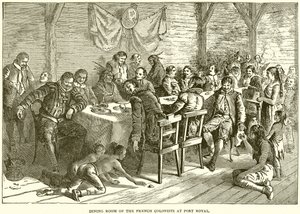 Eetkamer van de Franse kolonisten in Port Royal