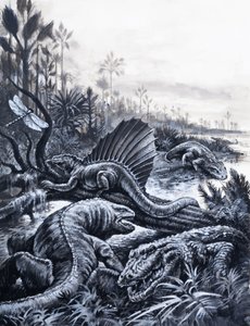 Dinosaurussen (gouache op papier)