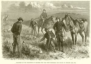 Ontdekking van de Skeletten van Soldaten die waren Verrast en Gedood door Indianen (juni 1867) door English School