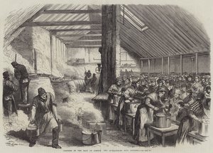Nood in het oosten van Londen, de Spitalfields soepkeuken door English School