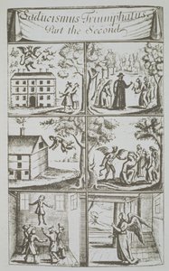 Diverse Manifestaties van de Duivel, kopie van een illustratie uit Sadducismus Triumphatus Deel II, door Joseph Glanvil, Londen 1681, gebruikt in Geschiedenis van de Magie, gepubliceerd eind 19e eeuw door English School