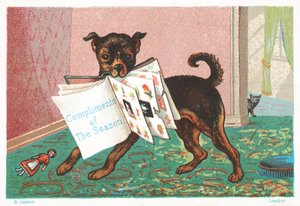 Hond met Boek in Mond, Kerstkaart