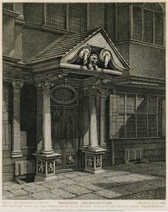 Zuid-oostelijke aanzicht van de veranda van een oud huis in Hanover Court nabij Grub Street door English School