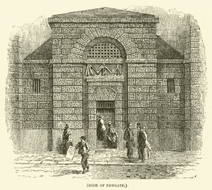 Deur van Newgate (gravure) door English School