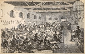 Slaapzaal in Coldbath Fields Prison, illustratie uit The Criminal Prisons of London and Scenes from Prison Life door Henry Mayhew en John Binny, uitgegeven in 1862 door English School