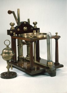 Dubbelpomp luchtpomp met Magdeburgse hemisferen, ca. 1800
