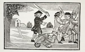 Dr. Faustus truc op twintig studenten, illustratie uit Chap-books of the Eighteenth Century door John Ashton, gepubliceerd 1882 door English School