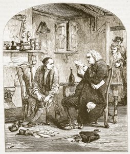 Dr. Johnson leest het manuscript van de Vicar of Wakefield, illustratie uit Cassells Geïllustreerde Geschiedenis van Engeland door English School