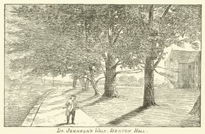 Dr Johnsons wandeling, Denton Hall (gravure) door English School