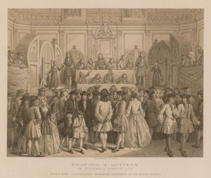 Loterijtrekking in Guildhall, Londen, 1739