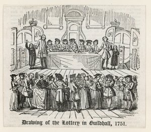 Trekking van de loterij in Guildhall, 1751