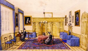 Saloninterieur van een landhuis, ca. 1830