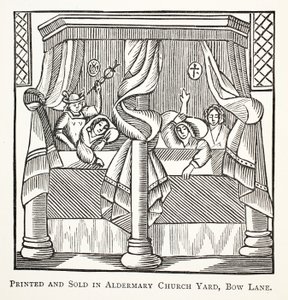 Dromen en Moedervlekken, illustratie uit Chap-books of the Eighteenth Century door John Ashton, gepubliceerd 1882 door English School