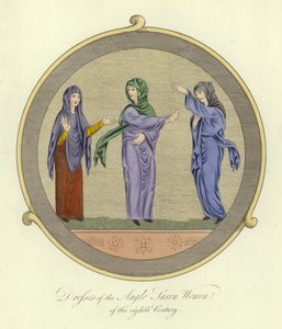 Kleding van de Angelsaksische vrouwen van de 8e eeuw door English School