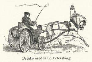 Drosky gebruikt in Sint-Petersburg (gravure) door English School