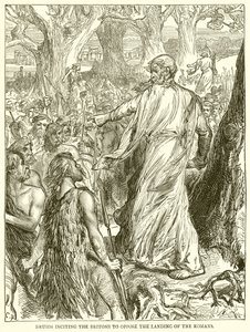 Druïden die de Britten aansporen om de landing van de Romeinen te weerstaan door English School