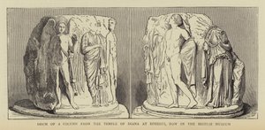 Trommel van een zuil uit de tempel van Diana in Efeze, nu in het British Museum (gravure) door English School