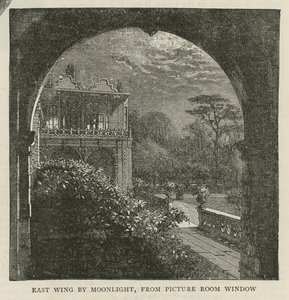 Oostvleugel bij maanlicht, vanuit het raam van de schilderkamer, Holland House door English School