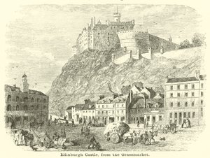 Kasteel van Edinburgh, vanaf de Grassmarket door English School