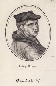 Edmund Bonner, Engelse geestelijke en bisschop van Londen die protestanten vervolgde tijdens het bewind van Maria I (gravure)