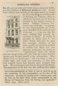 Edmund Burke en 37 Gerrard Street door English School