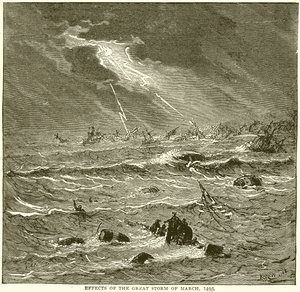 Gevolgen van de grote storm van maart 1493 door English School