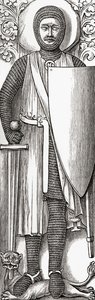 Beeld van William Marshall van zijn graf in Temple Church, Londen, uit 