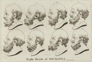 Acht hoofden van Socrates door English School