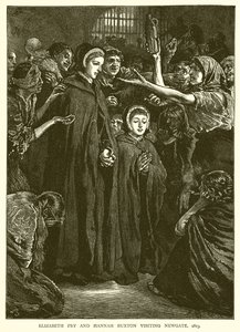 Elizabeth Fry en Hannah Buxton bezoeken Newgate, 1813 door English School