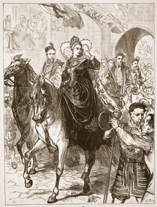 Elizabeths publieke intocht in Londen, illustratie uit Cassells Geïllustreerde Geschiedenis van Engeland