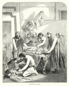 Het balsemen van Jozef (gravure) door English School