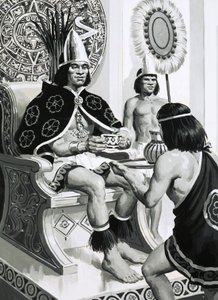 Keizer Montezuma van de Azteken hield van het drinken van cacao door English School