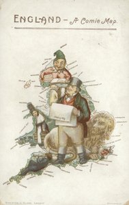 Engeland - Een komische kaart (kleurenlitho)