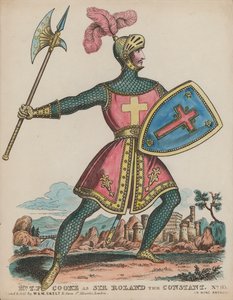 Engelse acteur Thomas Potter Cooke als Sir Roland de Constante in King Arthur door English School