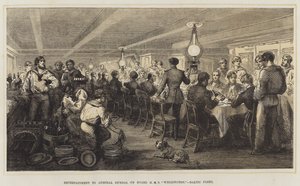 Vermaak voor Admiraal Dundas, aan boord van HMS "Wellington," Baltische Vloot door English School
