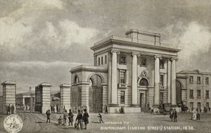 Ingang naar Birmingham (Curzon Street) Station, 1838 door English School