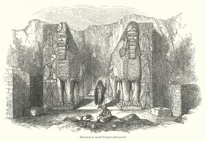 Ingang tot de kleine tempel (Nimroud) (gravure) door English School