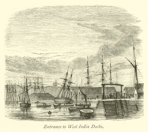 Ingang naar West India Docks door English School