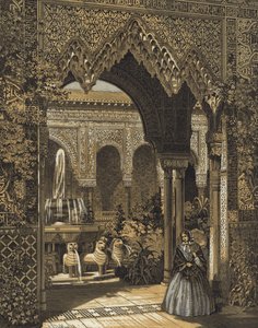 Ingang van het Hof van Leeuwen, het Alhambra Hof, Crystal Palace, Sydenham, Londen door English School