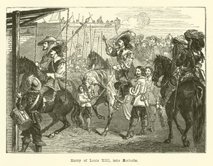 Intocht van Louis XIII in Rochelle (gravure) door English School