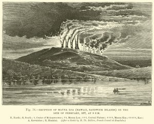 Uitbarsting van Mauna Loa (Hawaii, Sandwich Eilanden) op 14 februari 1877, om 21:00 uur