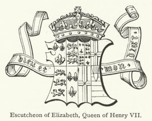 Wapenschild van Elizabeth, koningin van Hendrik VII (gravure) door English School