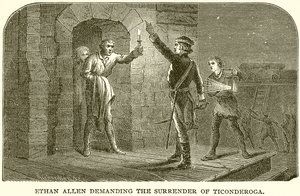 Ethan Allen eist de overgave van Ticonderoga door English School