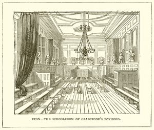 Eton--Het klaslokaal van Gladstones jeugd
