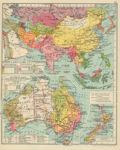 Europa in Azië tot 1914. Australazië Verkenning en vestiging (kleurenlitho) door English School