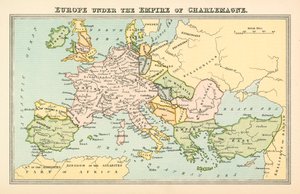 Europa onder het Rijk van Karel de Grote (kleurenlitho) door English School