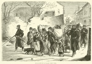 Evacuatie van een dorp nabij Parijs, december 1870 door English School